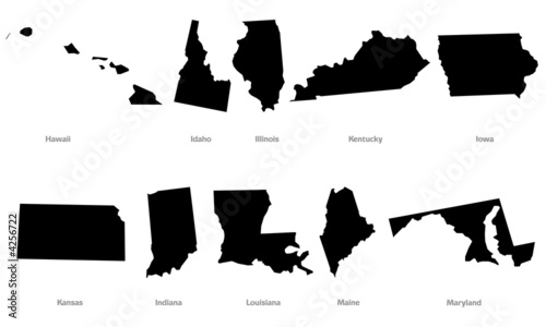 USA states contours set #2