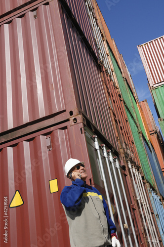 engineer in container-port business idea photo