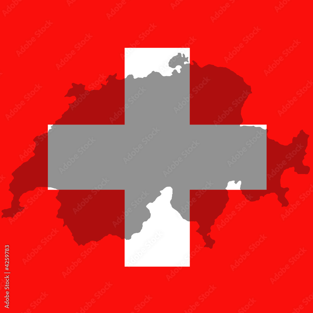 Fond de carte Suisse translucide devant drapeau Fond de carte Suisse translucide devant drapeau