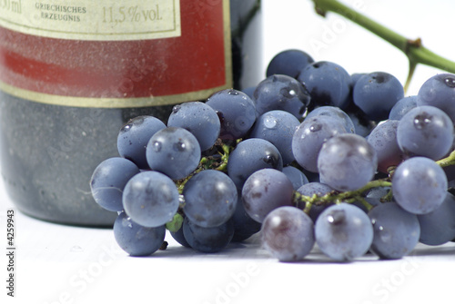 grapes and the wine bottle