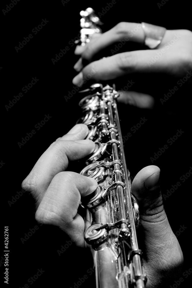 Fototapeta premium Flute in hands - music concept background