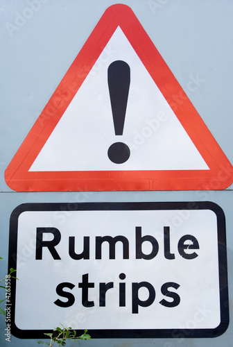 Canvas Print rumble strip road sign
