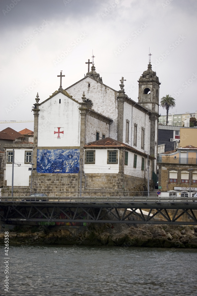 Massarelos  church view from the river douro. Porto, Portugal