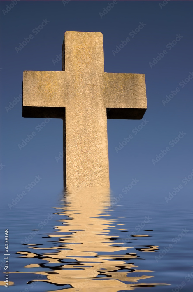 Crucifix on water