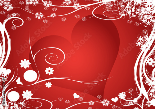 winter vector floral heart design