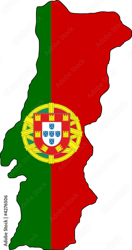 Fond de carte Drapeau Portugal détouré Stock Vector