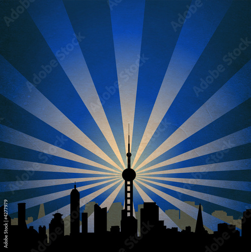 cityscape with tower