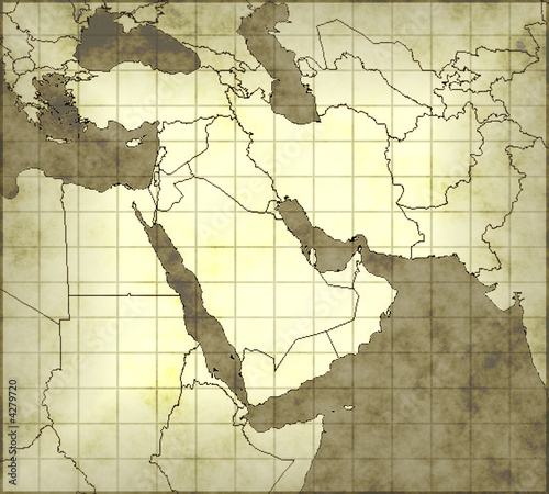 Illustration of ancient map of Middle east