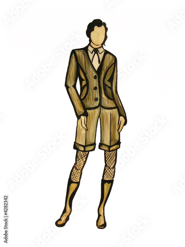 Model in olive color suit
