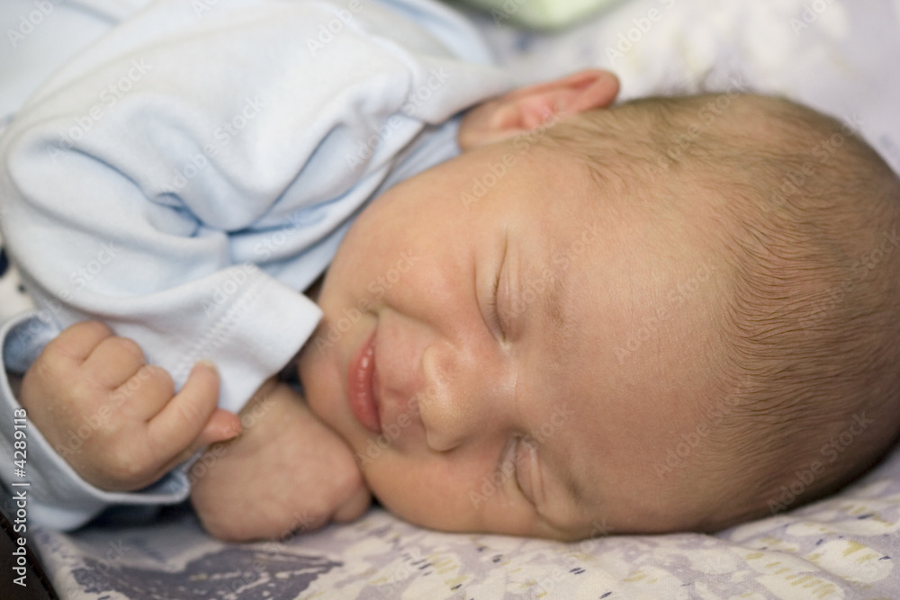 sleeping baby boy, happy face dreaming