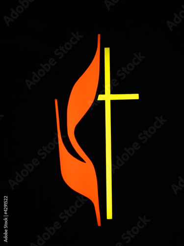 Methodist symbol lit up sign photo