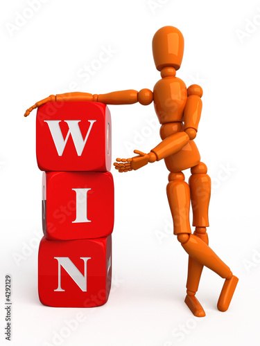 Orange mannequin with dice