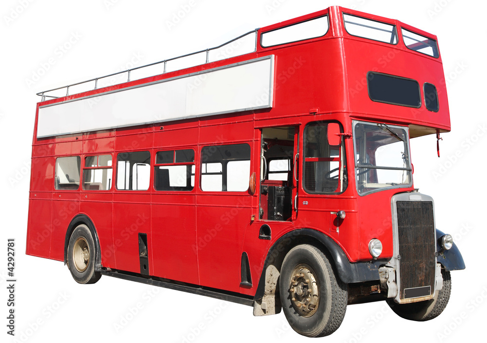 Old fashioned London red double-decker bus