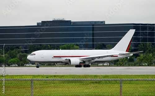 Boeing 767 cago jet departing photo