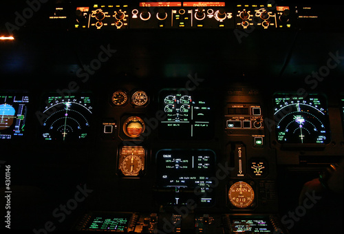 commercial aircraft panel at night