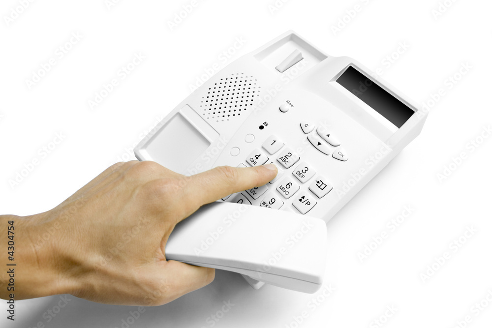 hand with telephone isolated on white hand with telephone isolated on white