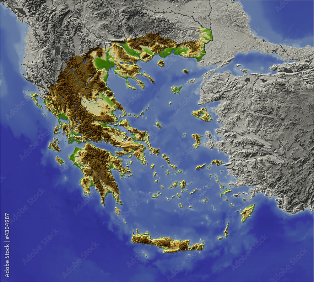 Fototapeta premium Reliefkarte von Griechenland