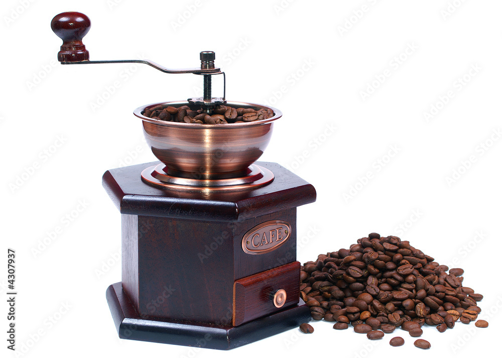 Grinder and coffe isolated