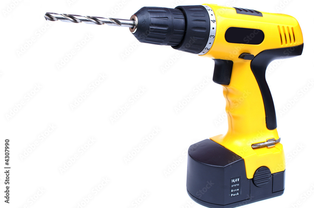 Hand yelow drill isolated
