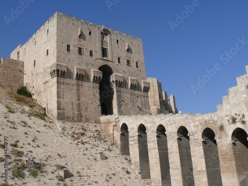 Citadel fortifications gateway, castle doorway, Aleppo, Syria