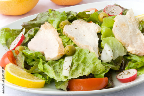 mixed chicken salad with vegetables