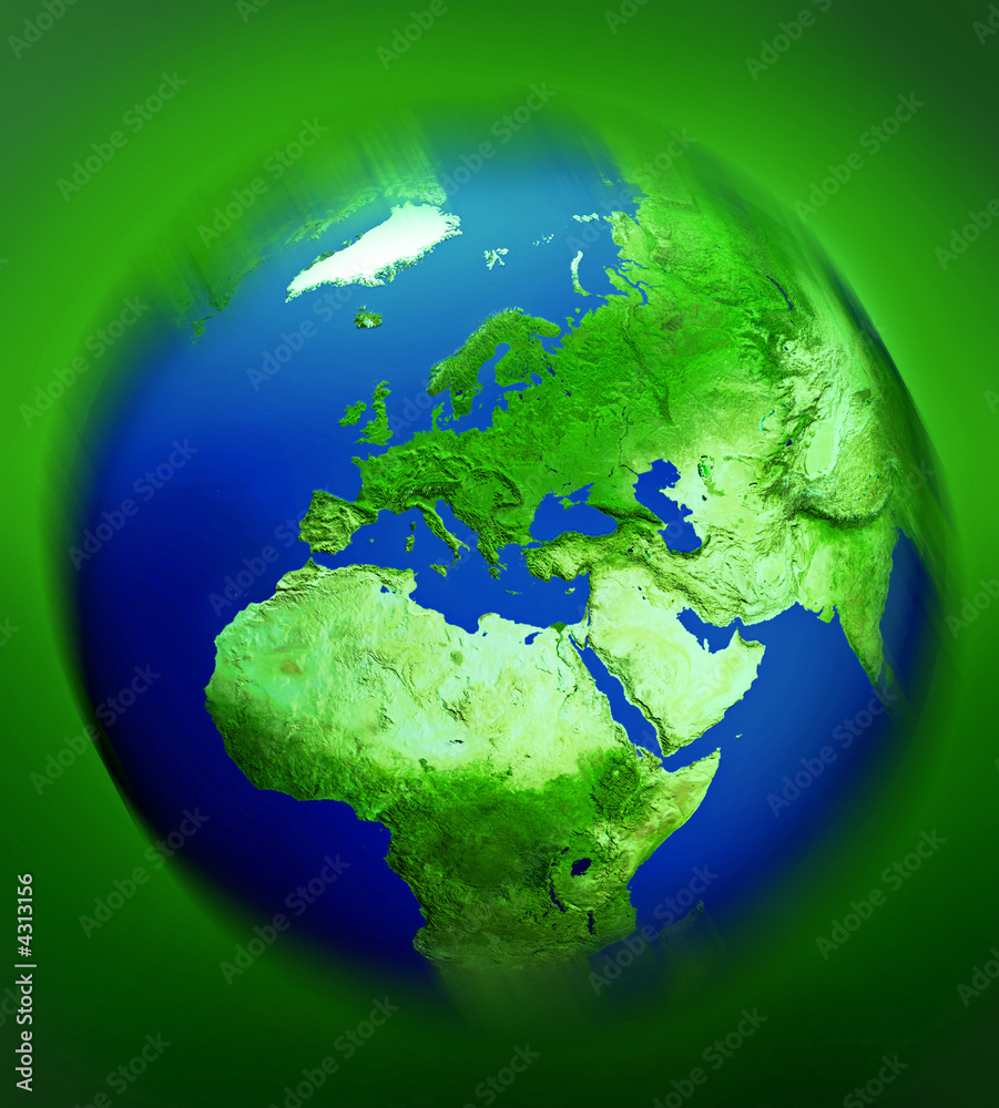 3d concept illustration of Earth against gtrrn background