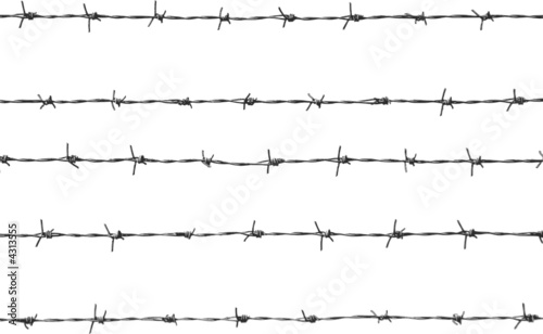 five pieces of barbed wire
