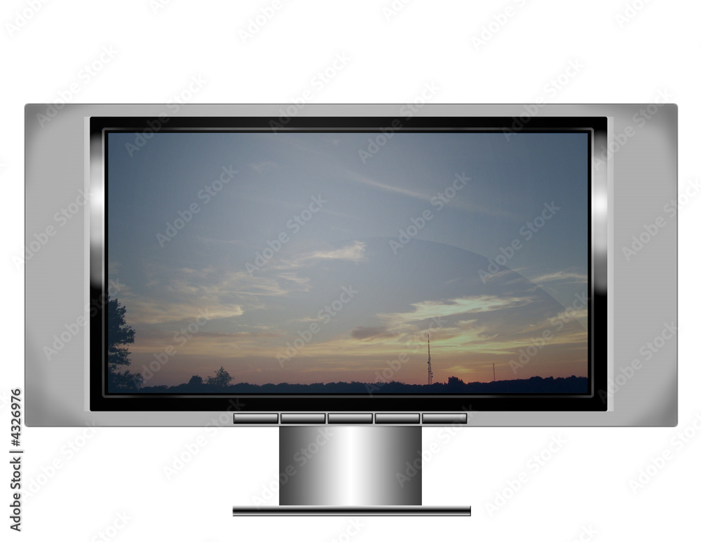 Fototapeta premium plasma screen tv with sunset