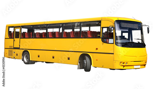 A yellow coach, isolated on a white background.