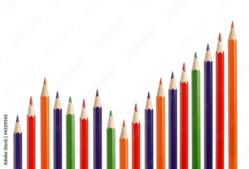 Business graph illustrating growth made up of pencils Business graph illustrating growth made up of pencils