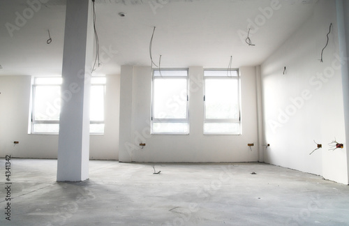 Empty flat in construction. Architecture construction concept