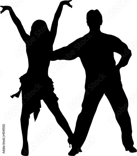 Couple dancers silhuette vector illustration