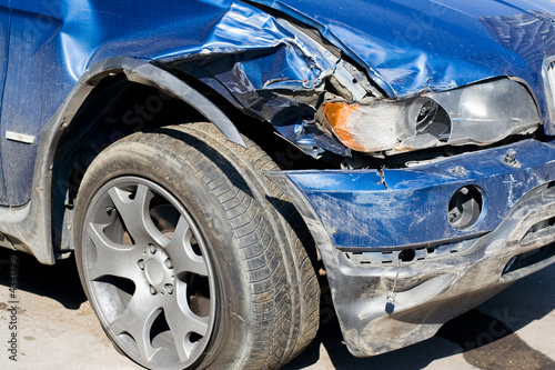 Wrecked Car. Vertical photo