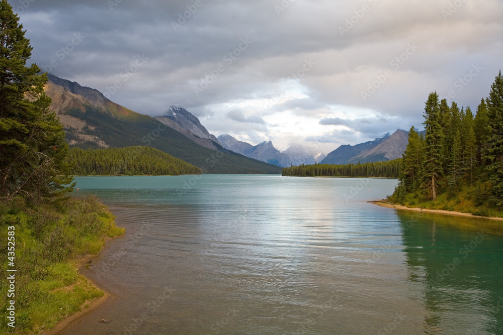 Evening Tranquility at Maligne Lake, in Canadian Rockies
