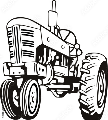 Tractor black and white