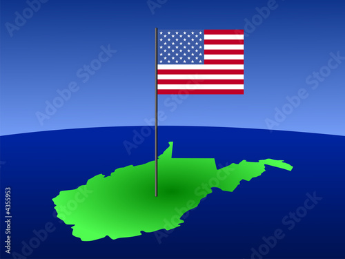 map of West Virginia with Flag