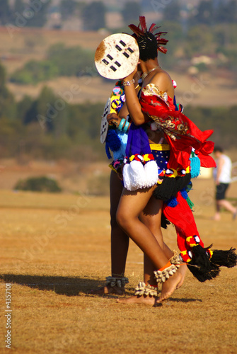 Suazi women in traditional costumes during Reed Dance