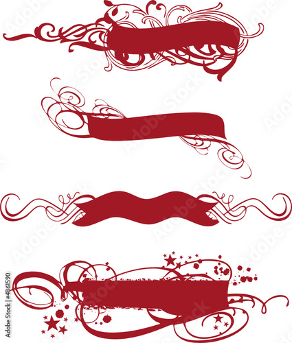 red banners with ornaments