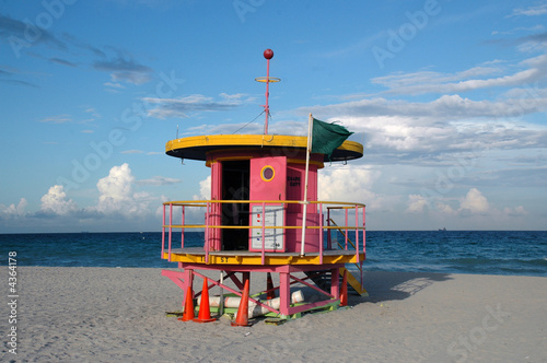Pink Art Deco Lifeguard Tower in South Beach