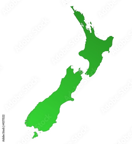 Isolated green gradient map of New Zealand
