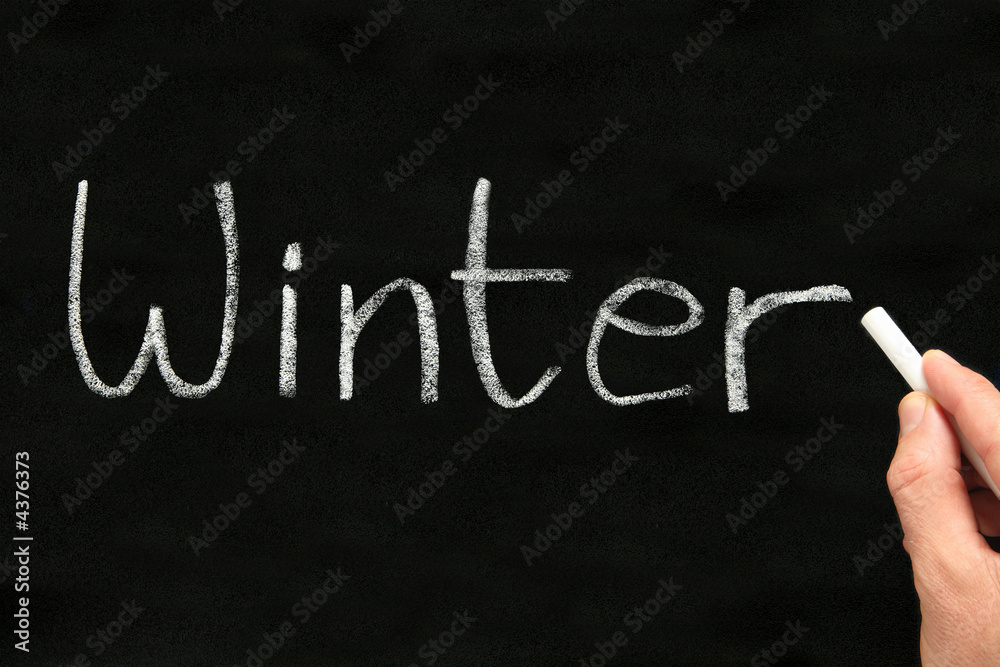 Obraz premium Writing Winter on a blackboard.