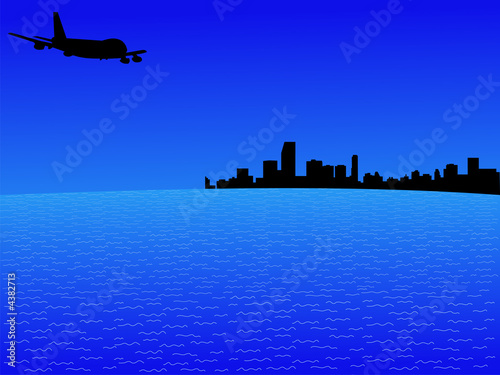 Fototapeta Naklejka Na Ścianę i Meble -  plane flying to Miami