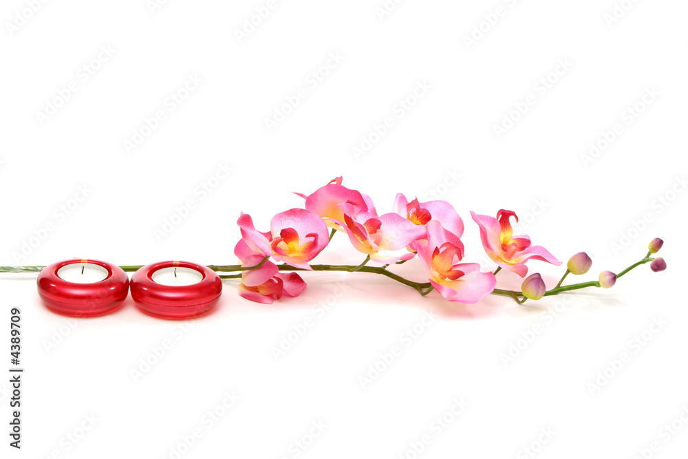 Spa candles and orchid
