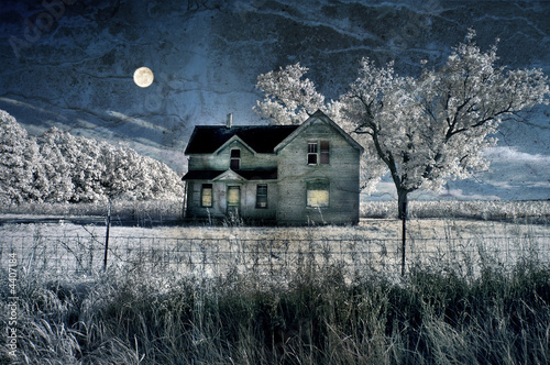 Haunted Farmhouse and Full Moon Grunge