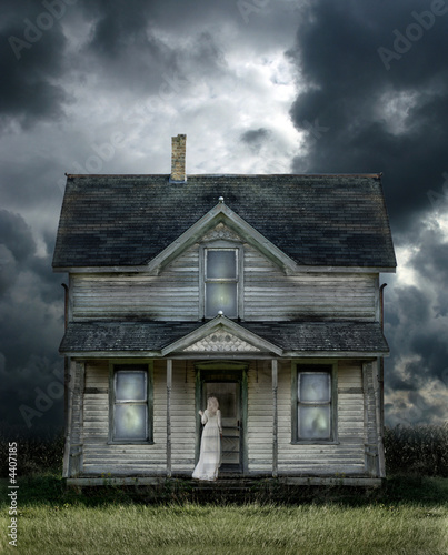 Ghost on Porch in a Storm