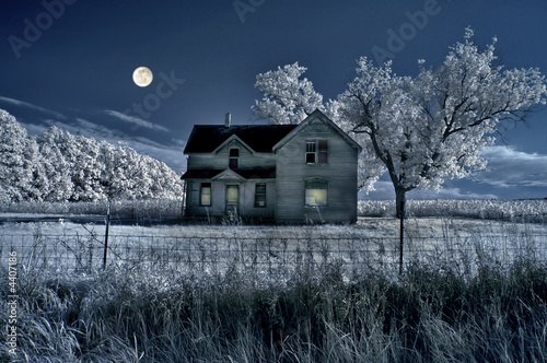 Haunted Farmhouse and Full Moon