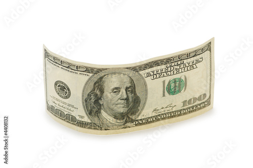 Hundred dollar banknote isolated on the white