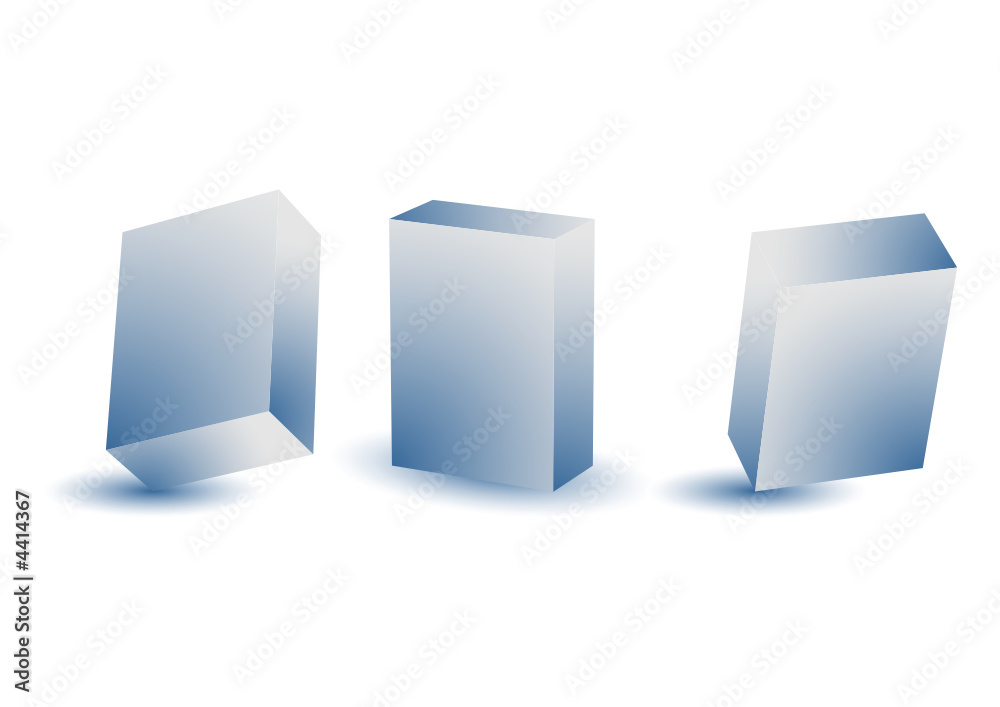 3D blue boxes in different perspectives over white background 3D blue boxes in different perspectives over white background