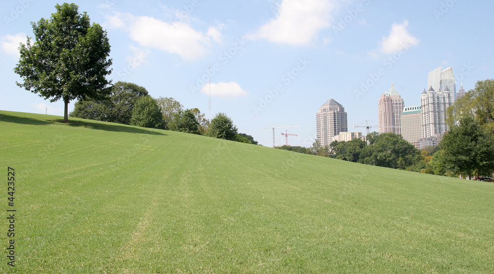 City Past Grassy Hill