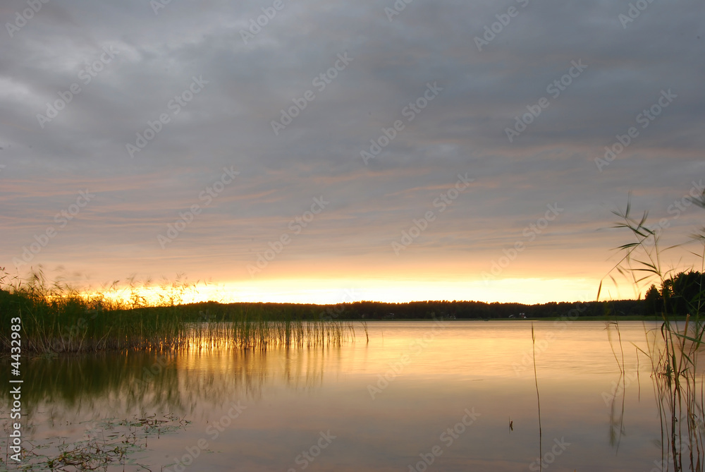 sunset by the lake